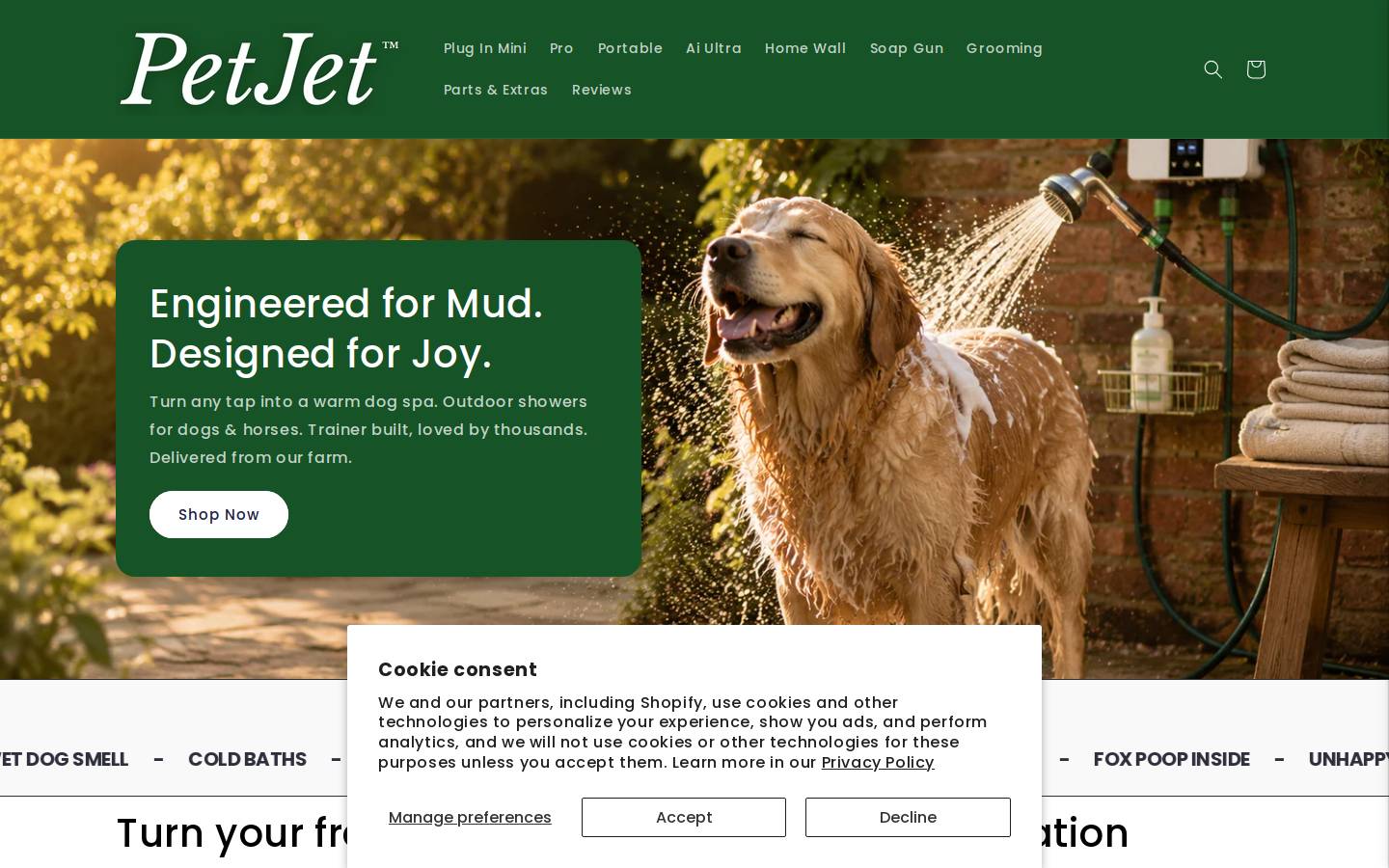 PetJet homepage screenshot