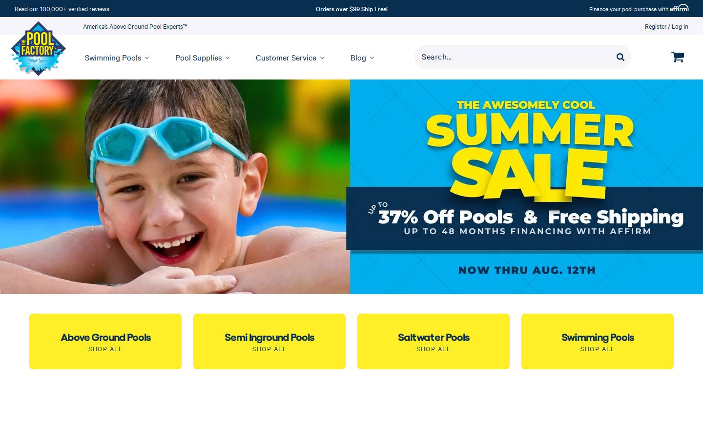Thepoolfactory homepage screenshot
