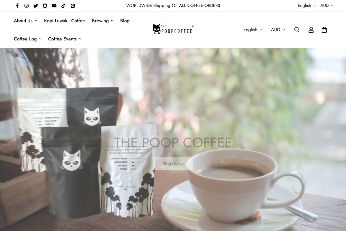 ThePoopCoffee.com homepage screenshot