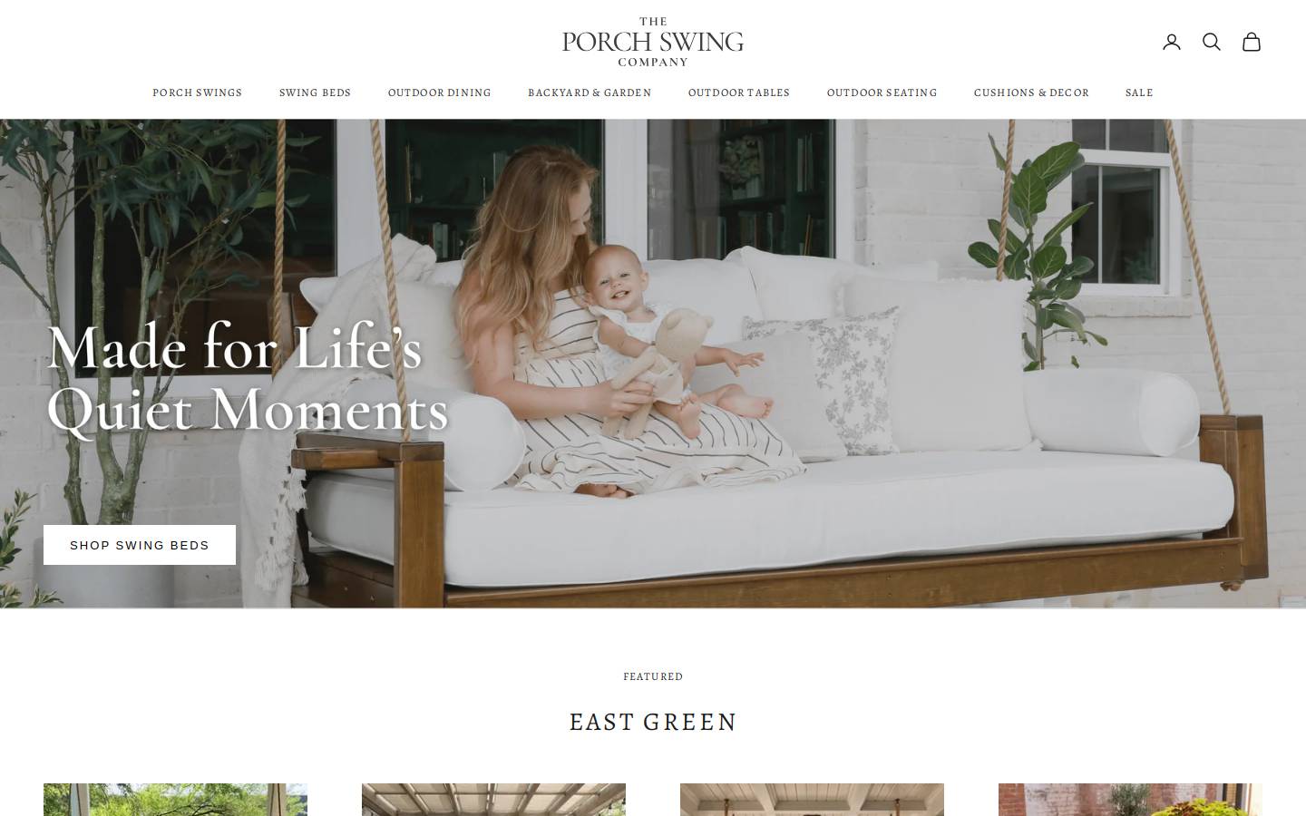 The Porch Swing Co homepage screenshot