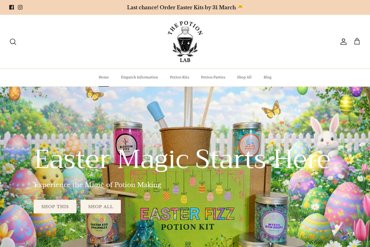 thepotionlab.co.uk homepage screenshot