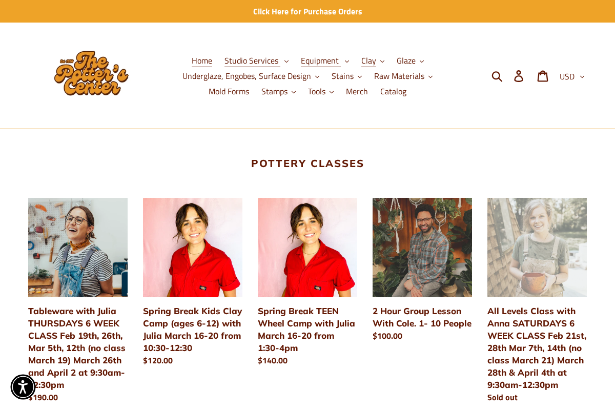 The Potter's Center homepage screenshot