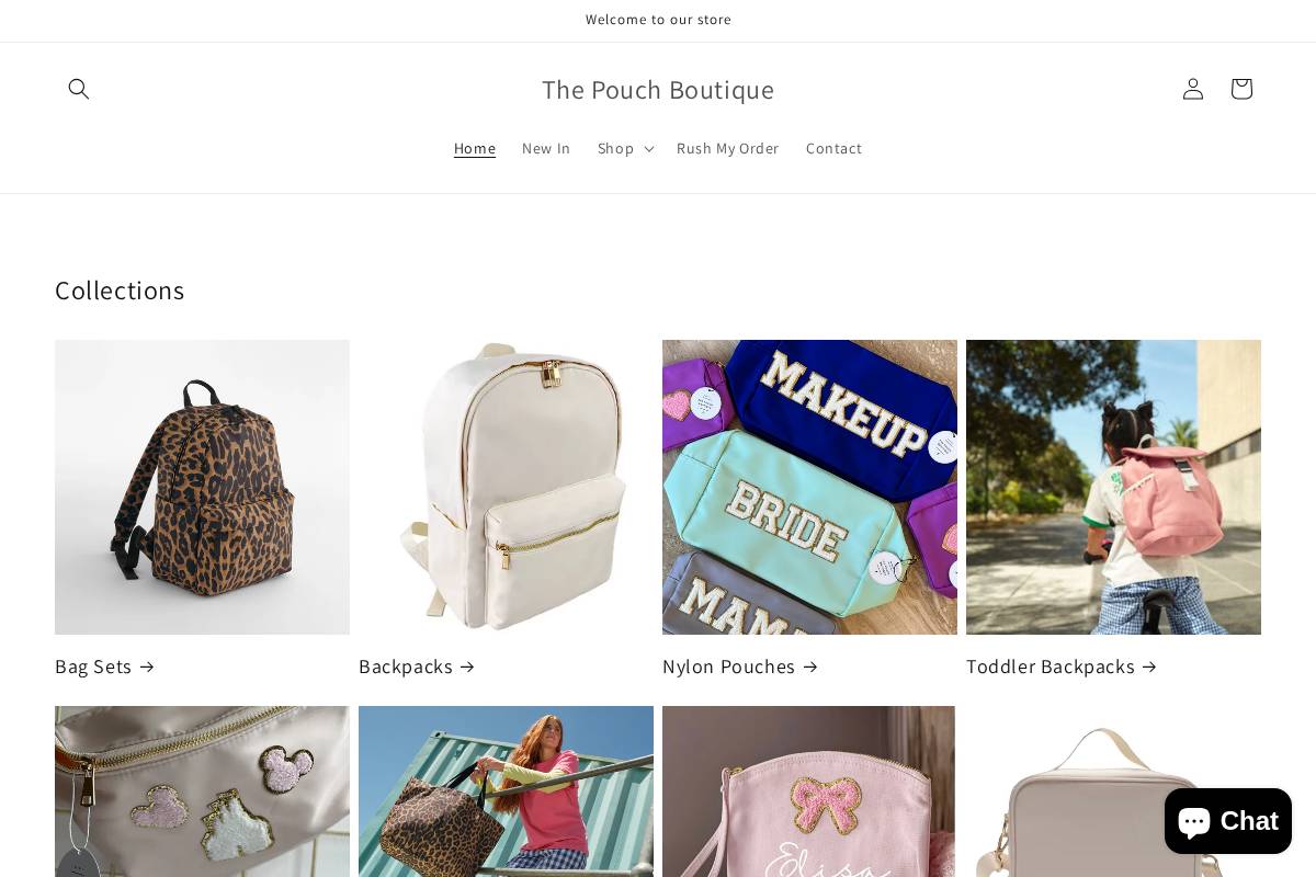 thepouchboutique.com homepage screenshot