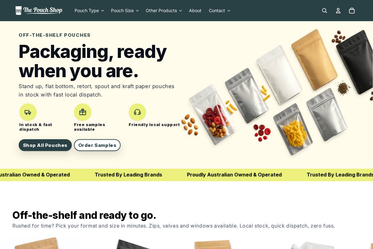 thepouchshop.com.au homepage screenshot