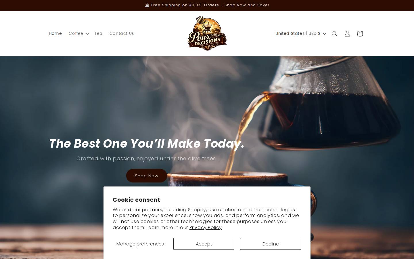 thepourdecisions.shop homepage screenshot