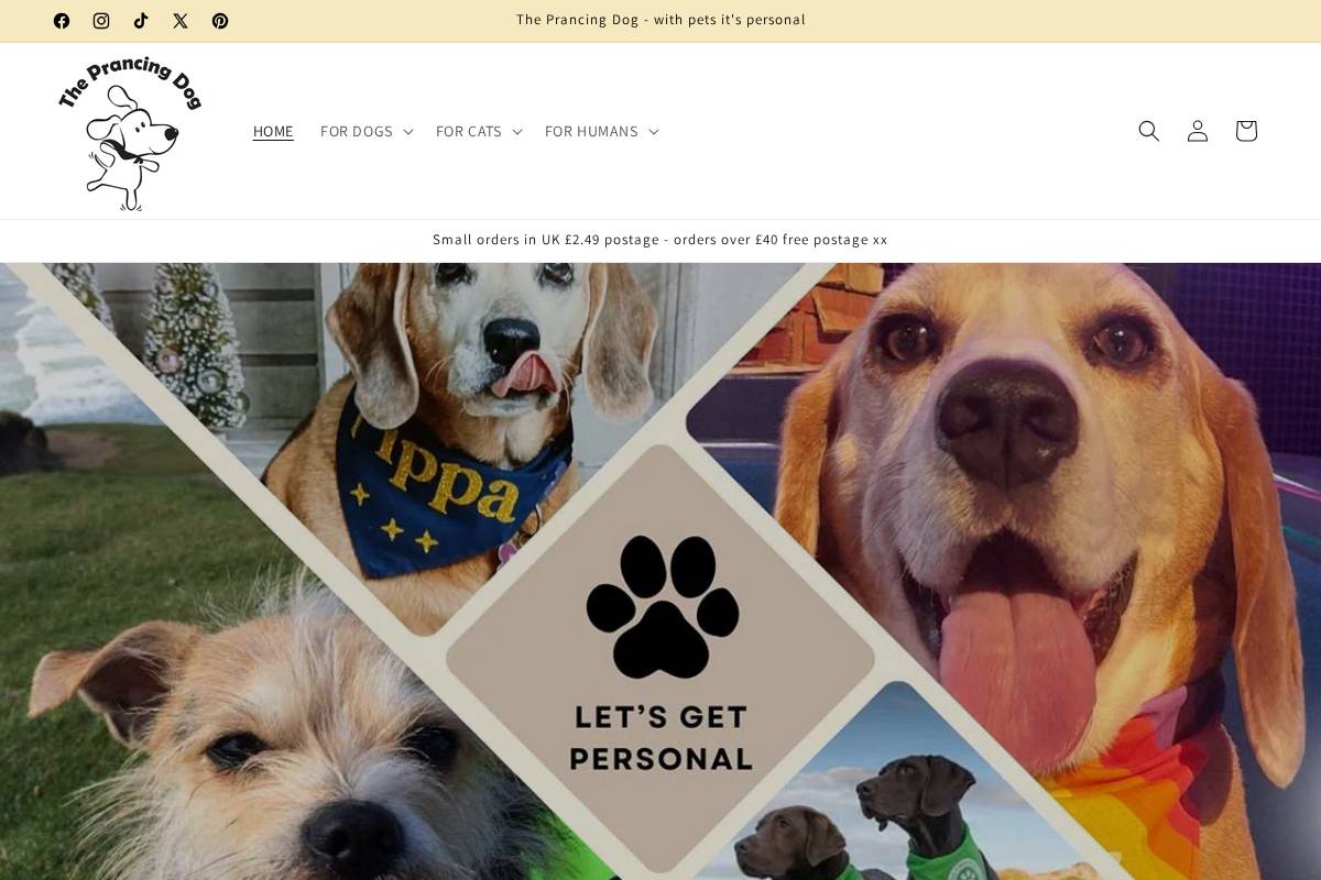 theprancingdog.co.uk homepage screenshot