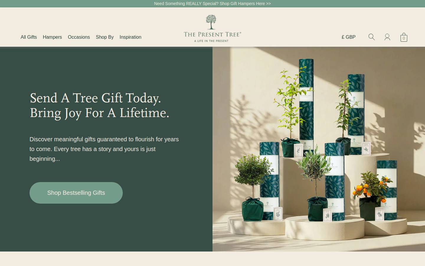 Thepresenttree homepage screenshot