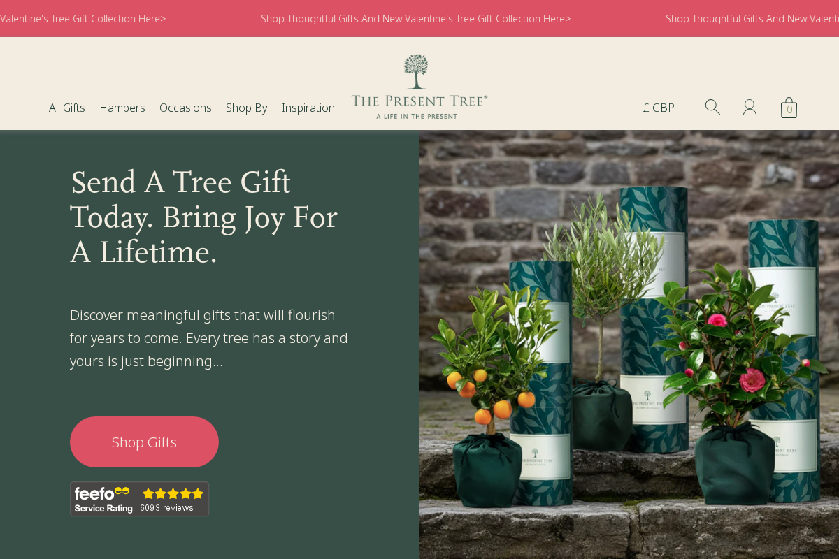 Thepresenttree homepage screenshot