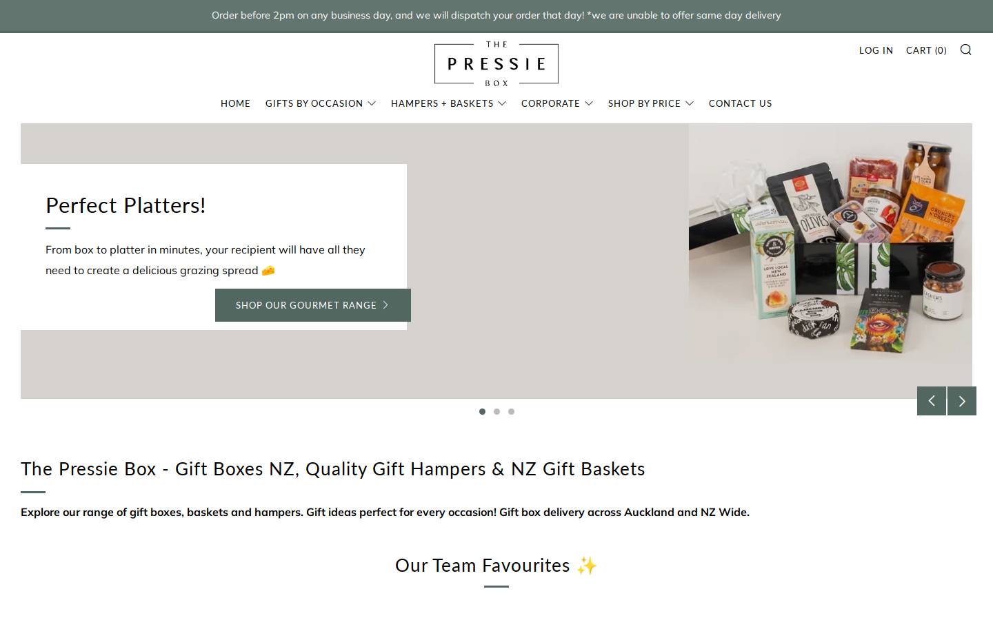 The Pressie Box homepage screenshot