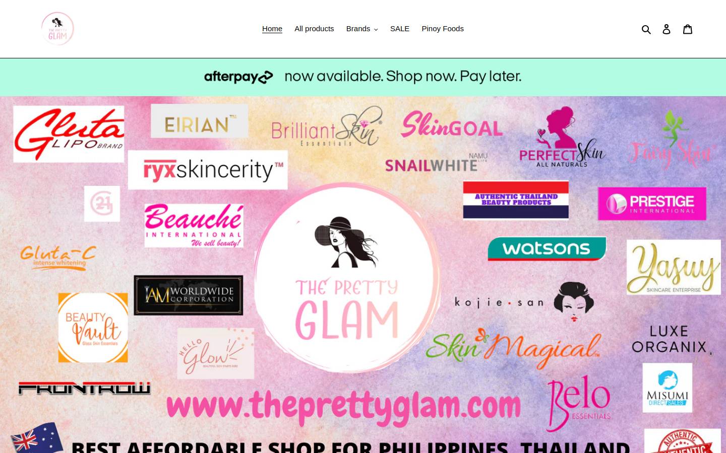 theprettyglam.com homepage screenshot