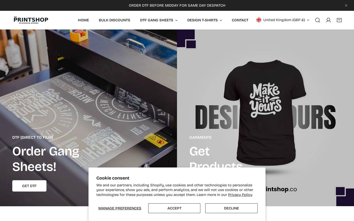 Theprintshop homepage screenshot