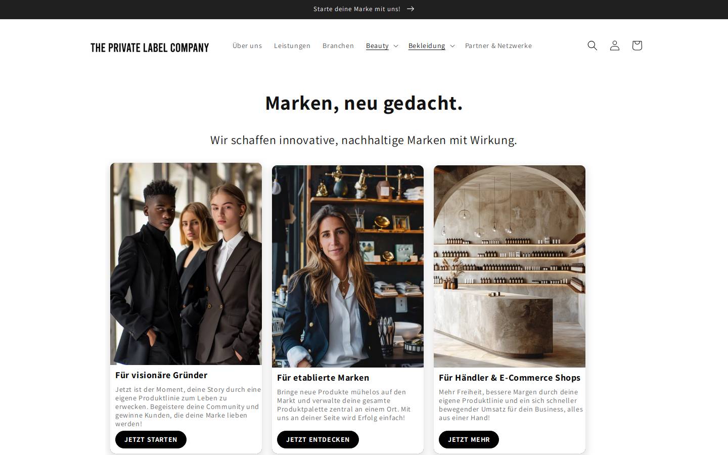 theprivatelabel.company homepage screenshot