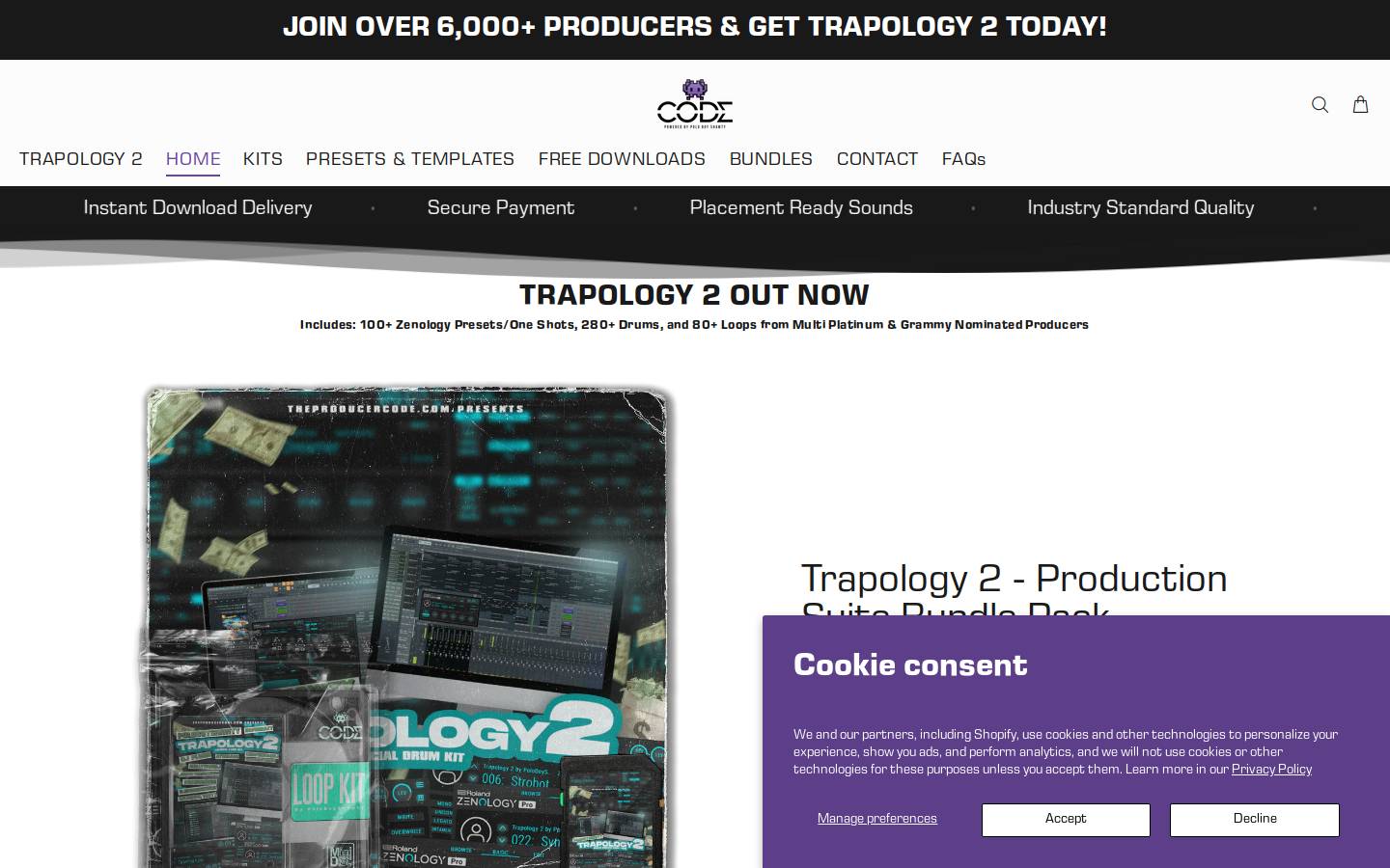 theproducercode.com homepage screenshot