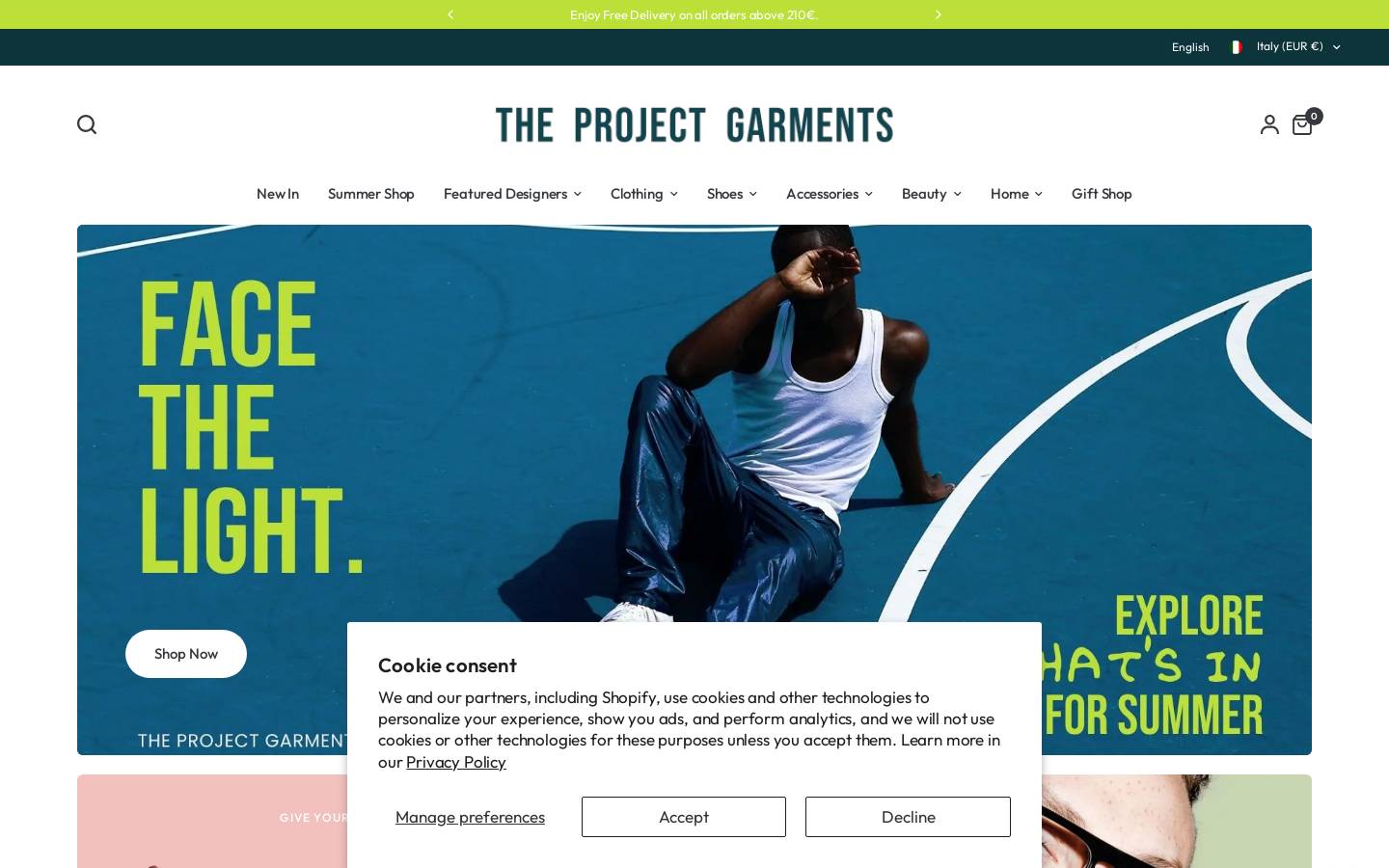 theprojectgarments.it homepage screenshot