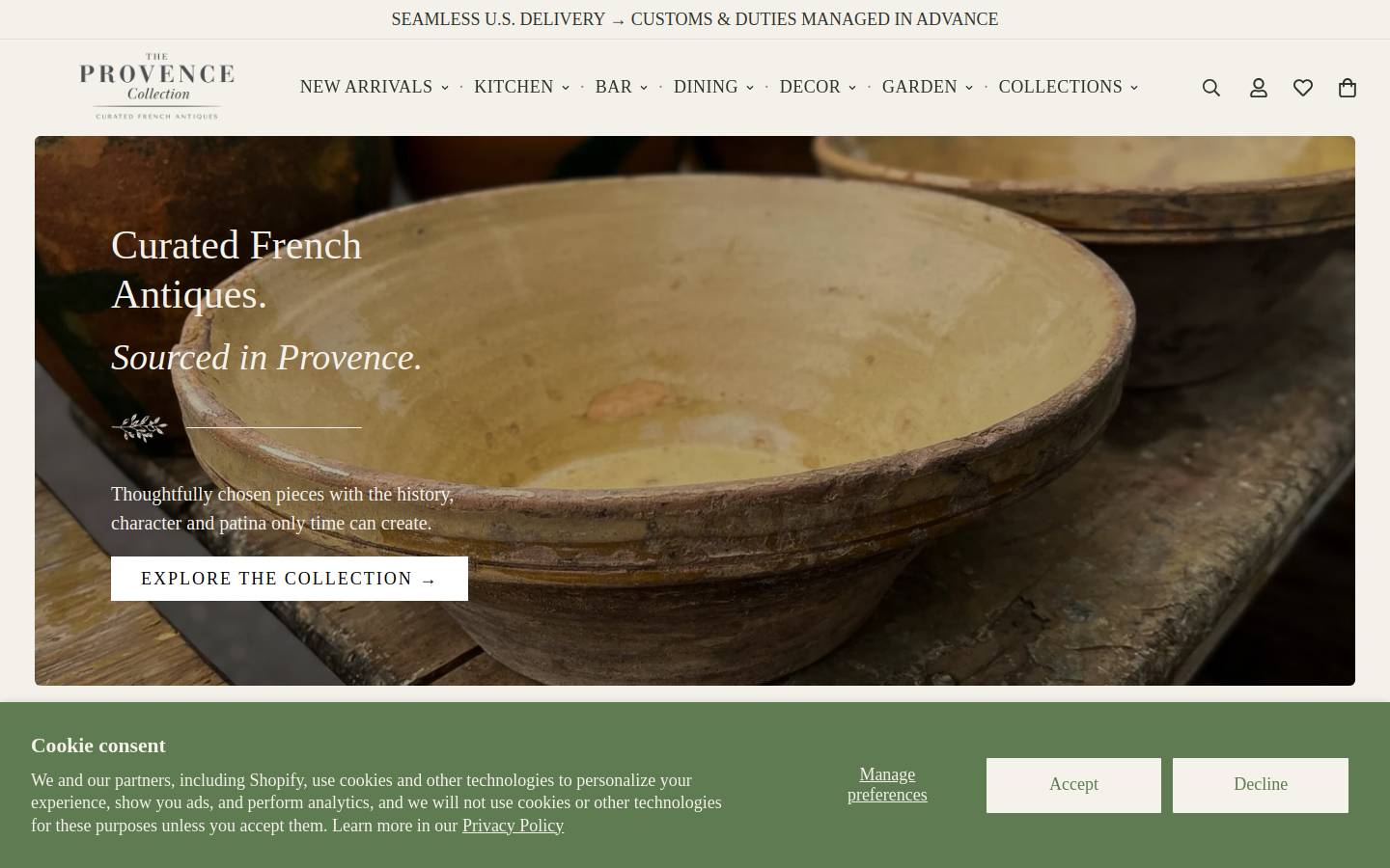Theprovencecollection homepage screenshot