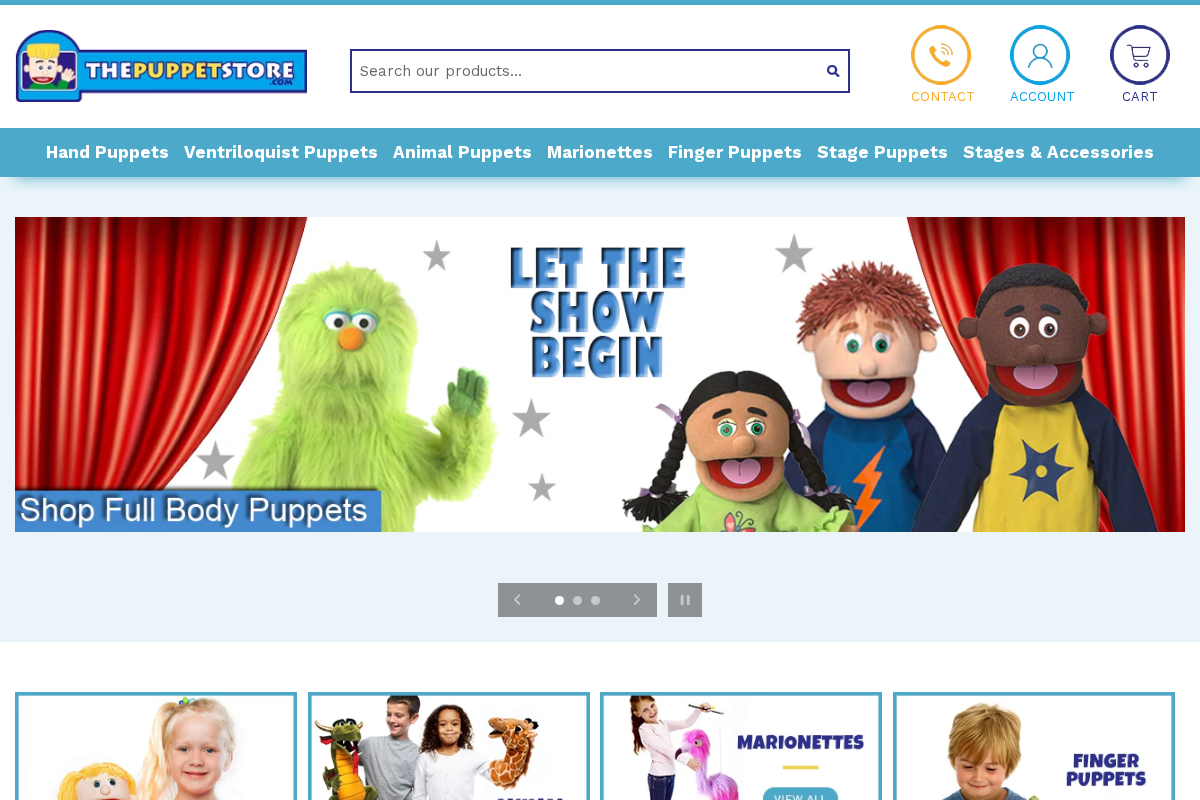 Thepuppetstore homepage screenshot