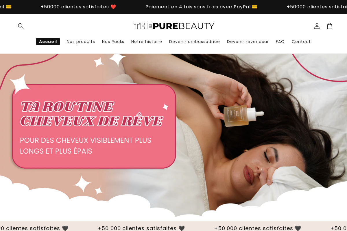 Thepurebeauty homepage screenshot