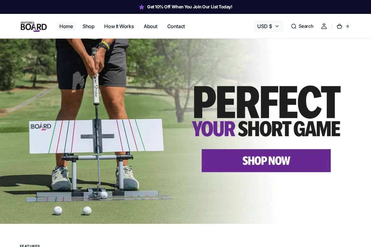 theputtingboard.com homepage screenshot