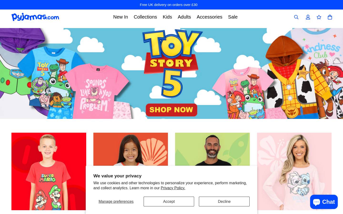 ThePyjamaFactory.com homepage screenshot