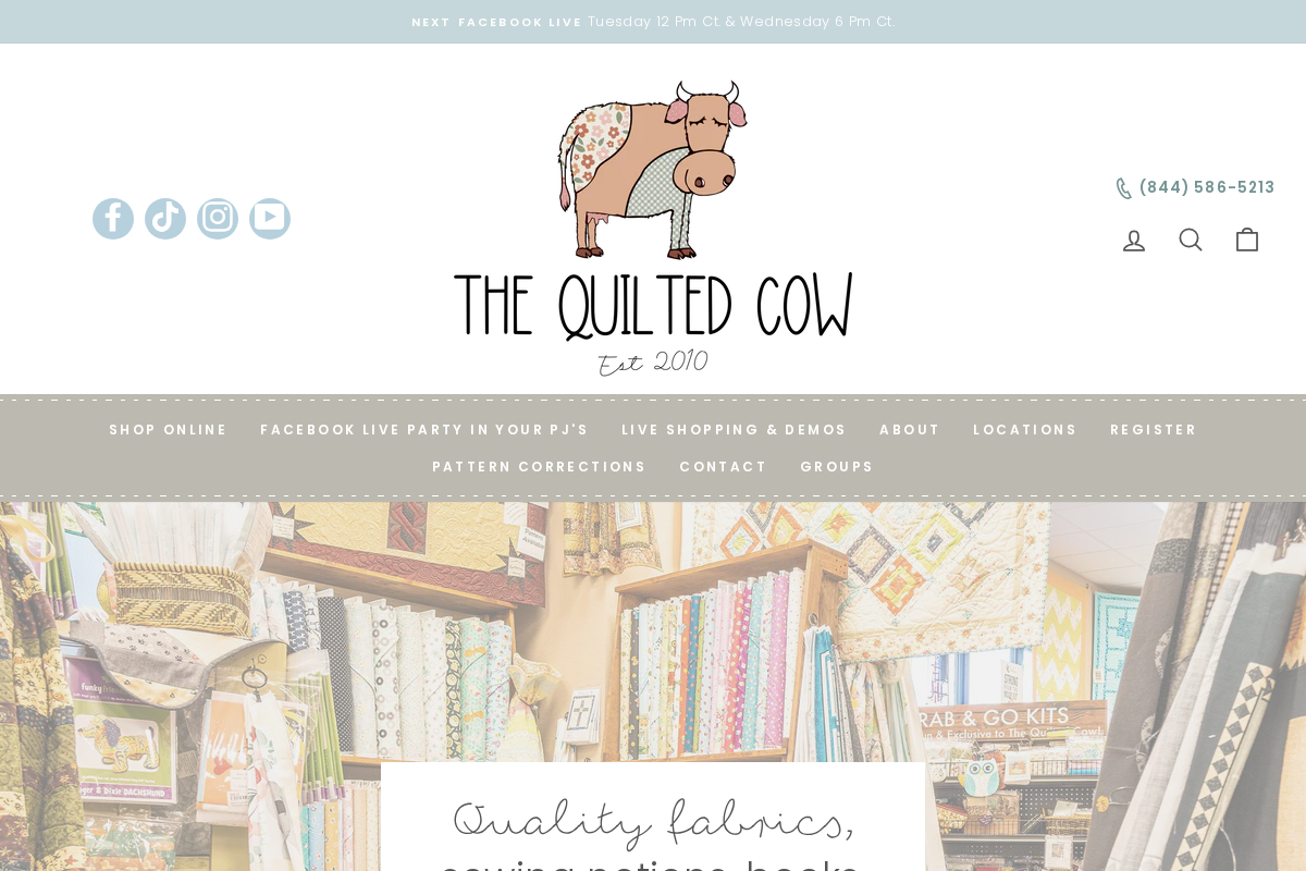 The Quilted Cow homepage screenshot
