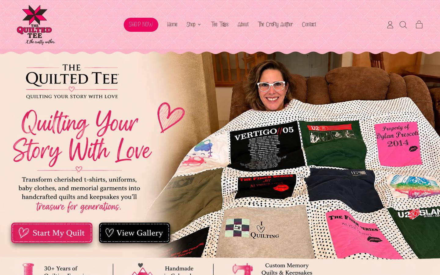 thequiltedtee.com homepage screenshot