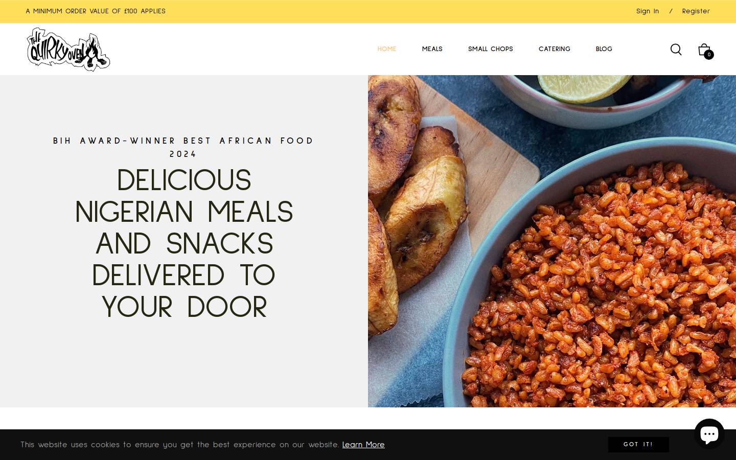 The Quirky Oven homepage screenshot
