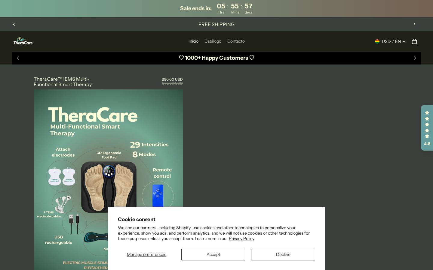 theracare.store homepage screenshot