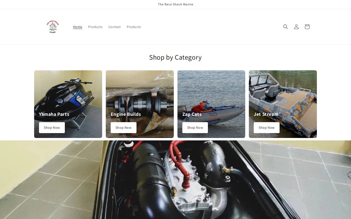 theraceshackmarine.com homepage screenshot