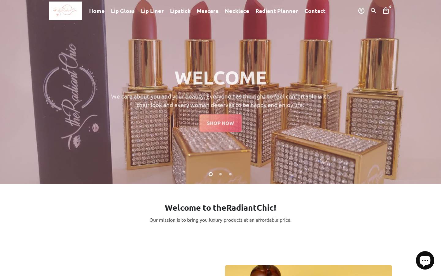 theradiantchic.com homepage screenshot
