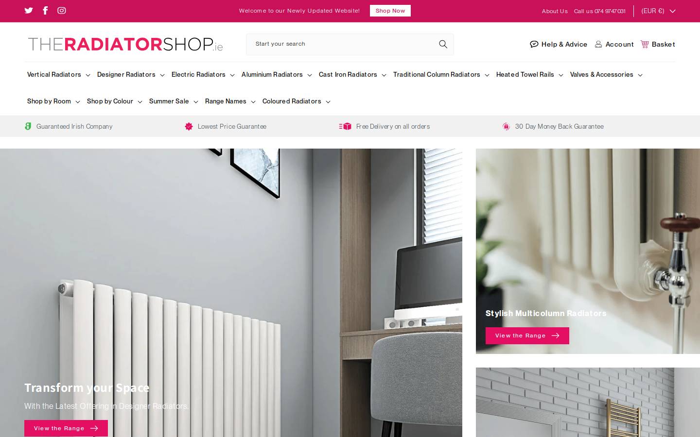 The Radiator Shop homepage screenshot