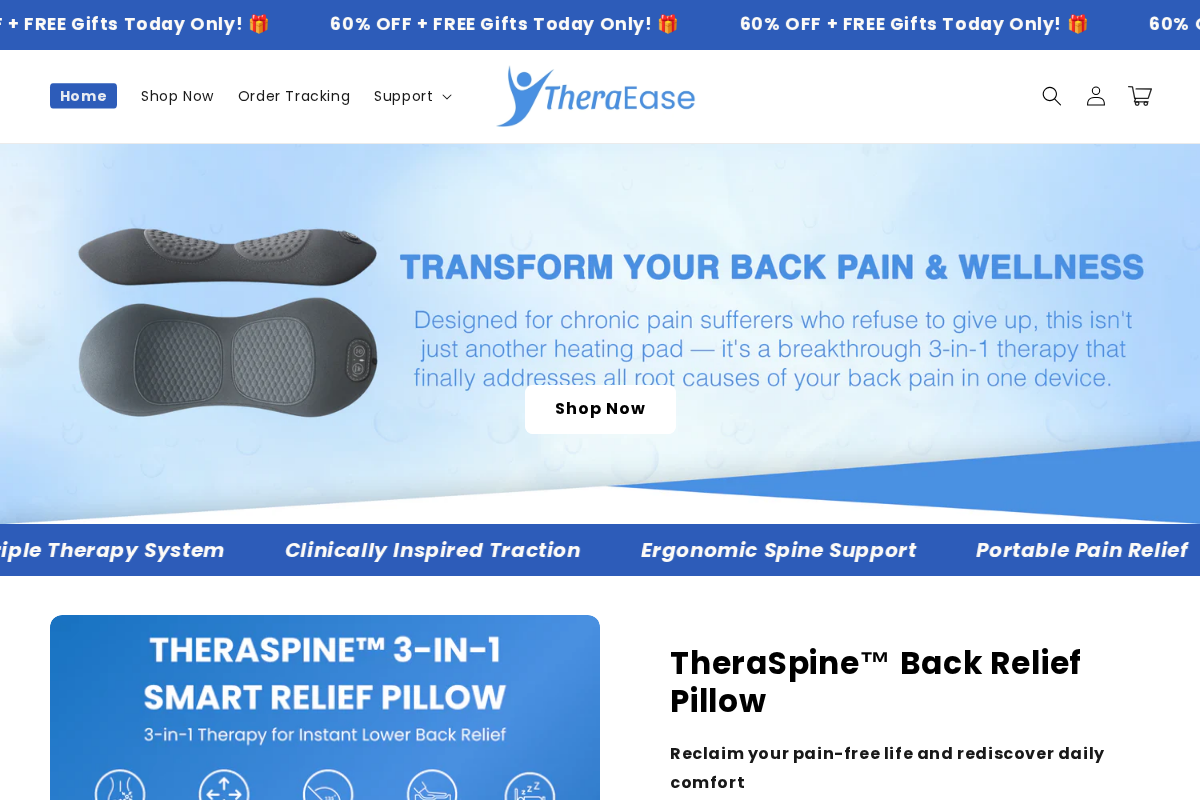 TheraEase homepage screenshot