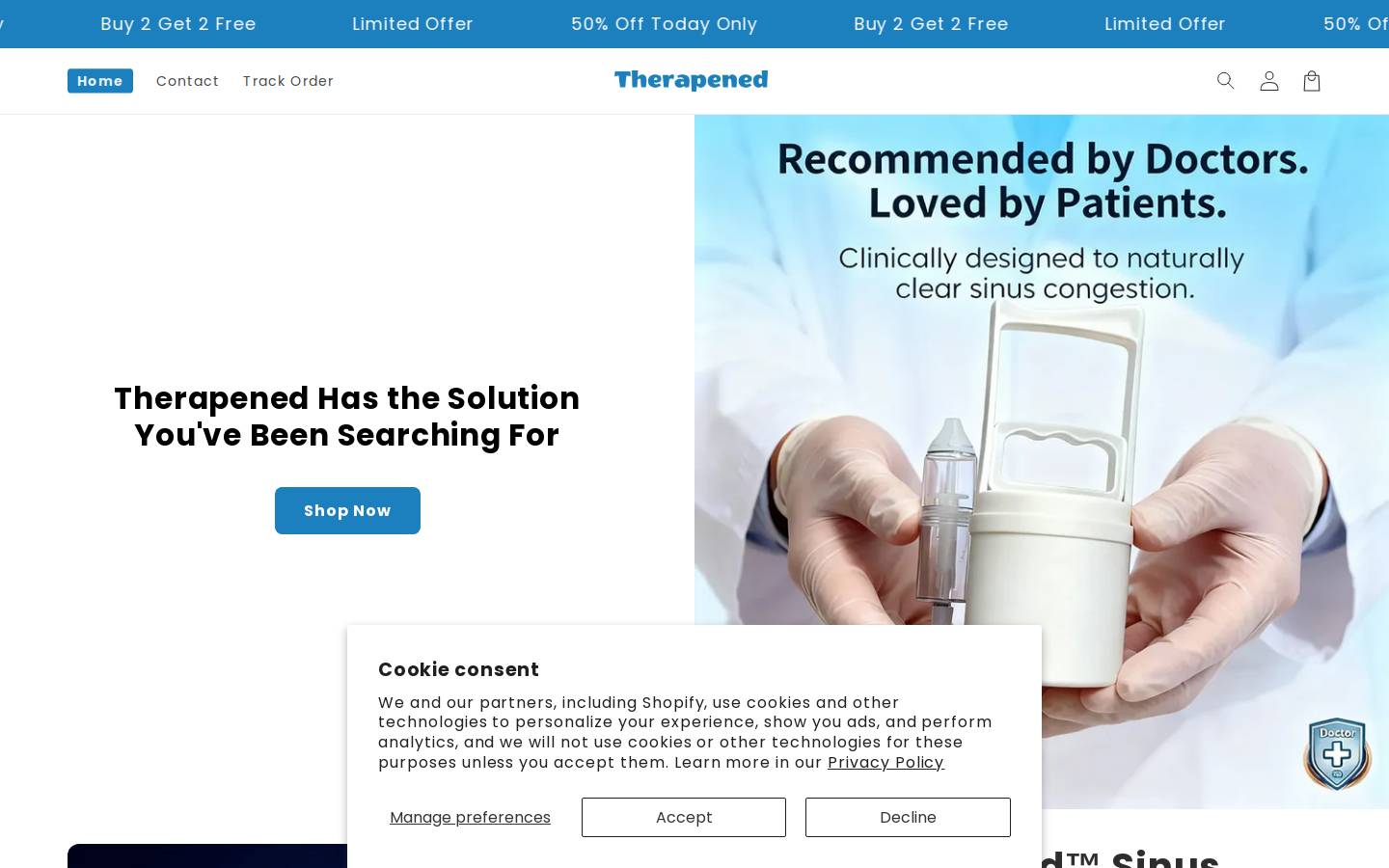 therapened.com homepage screenshot