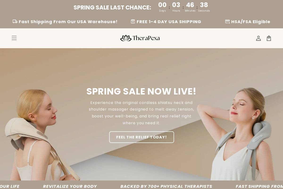 Therapexa homepage screenshot