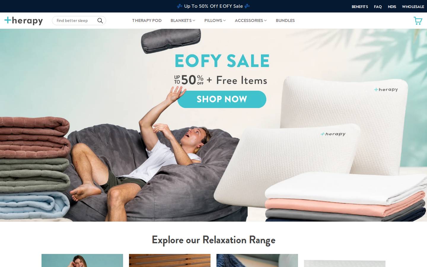 Therapyblanket homepage screenshot