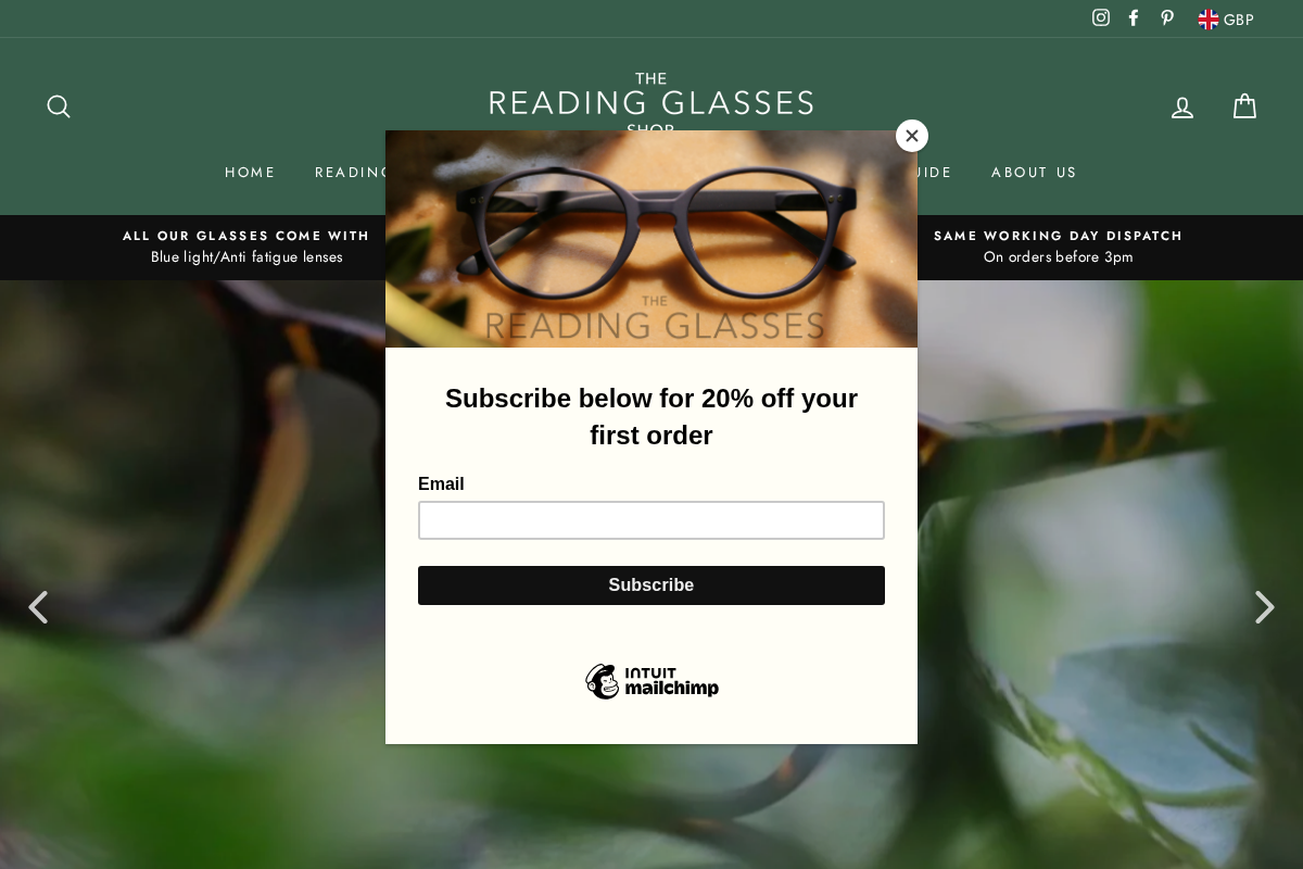 Thereadingglassesshop homepage screenshot