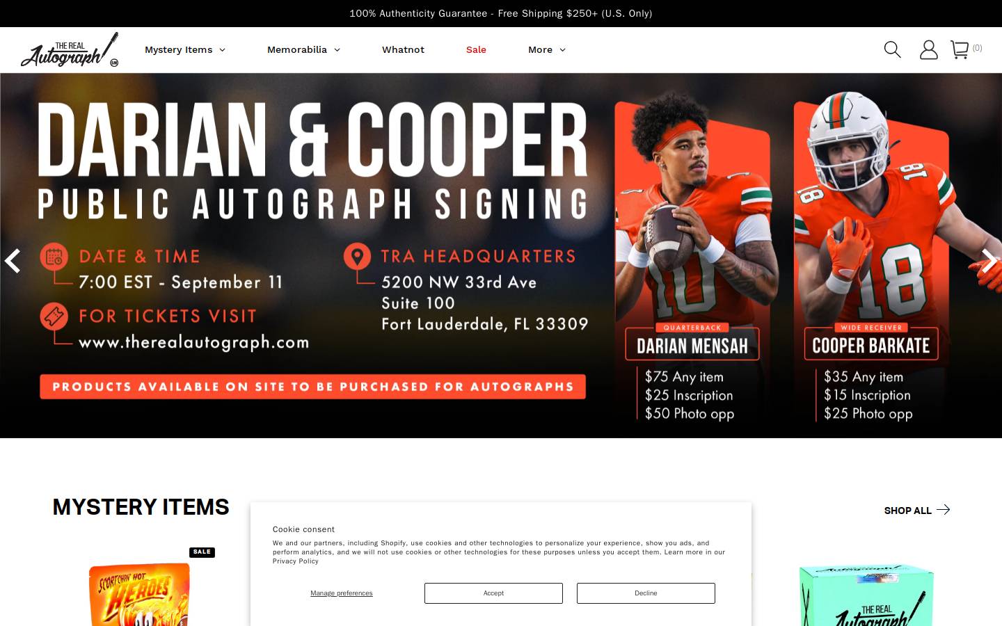 therealautograph.com homepage screenshot