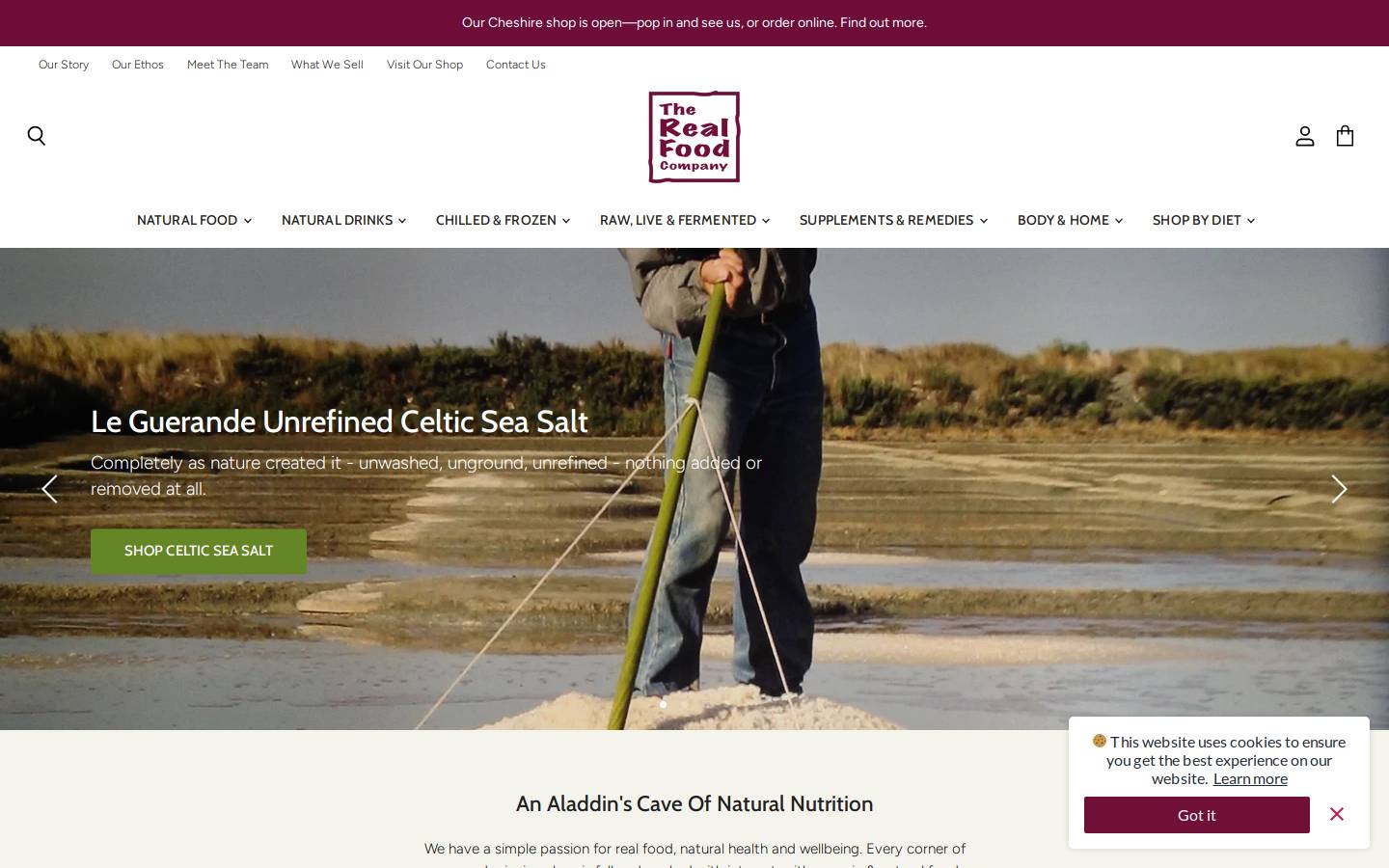 TheRealFood homepage screenshot