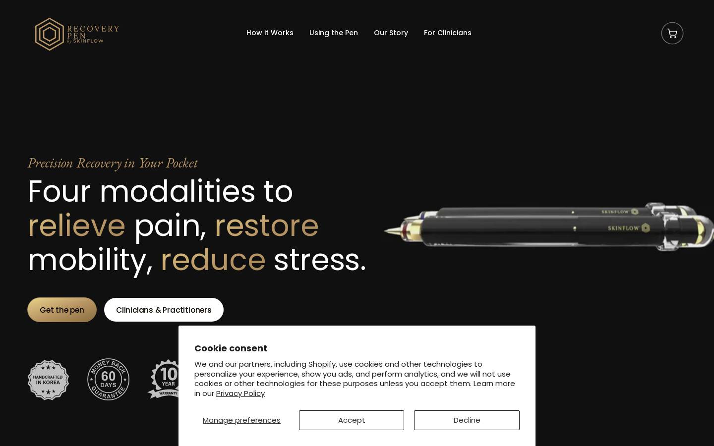 The Recovery Pen homepage screenshot