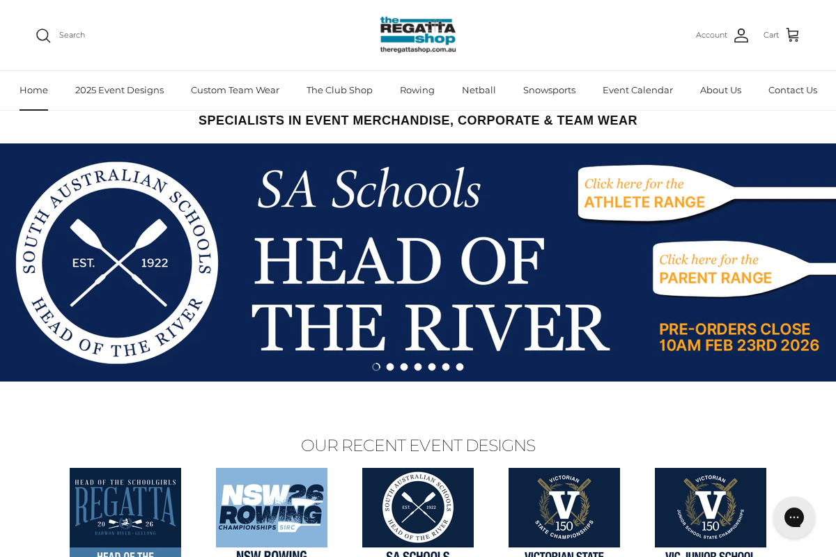 theregattashop.com.au homepage screenshot