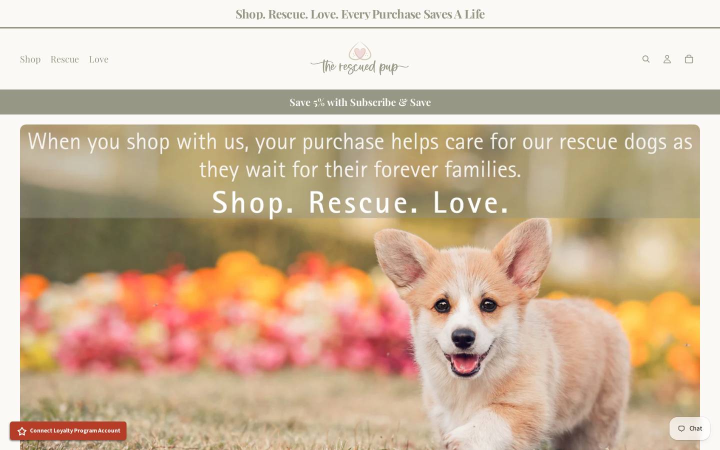 therescuedpup.com homepage screenshot