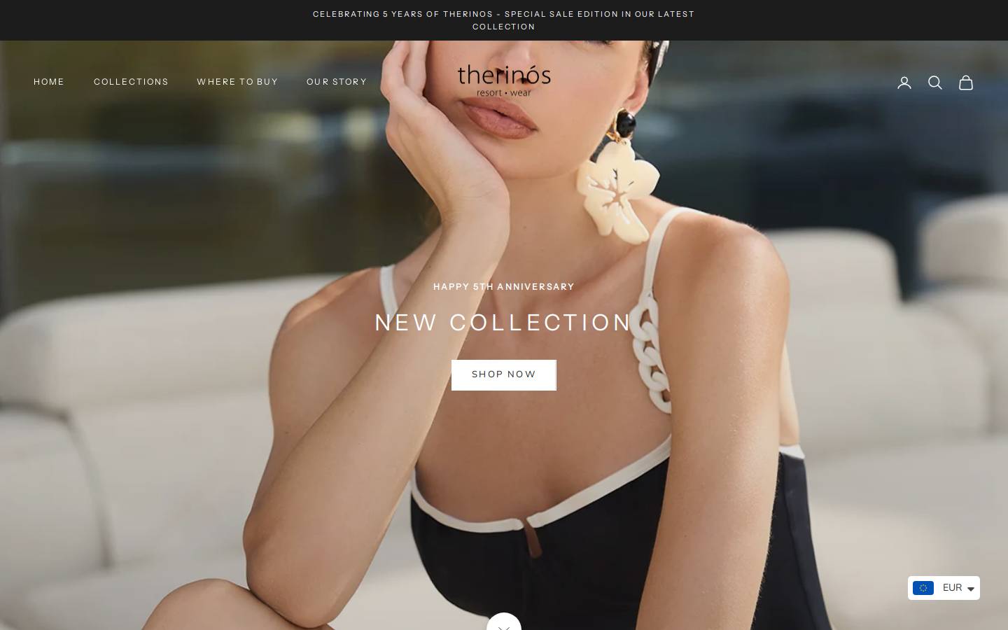 therinos-resort-wear.com homepage screenshot