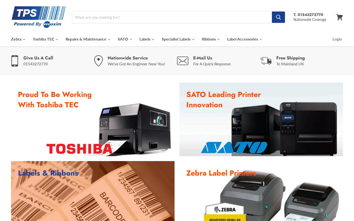 thermalprinterservices.co.uk homepage screenshot