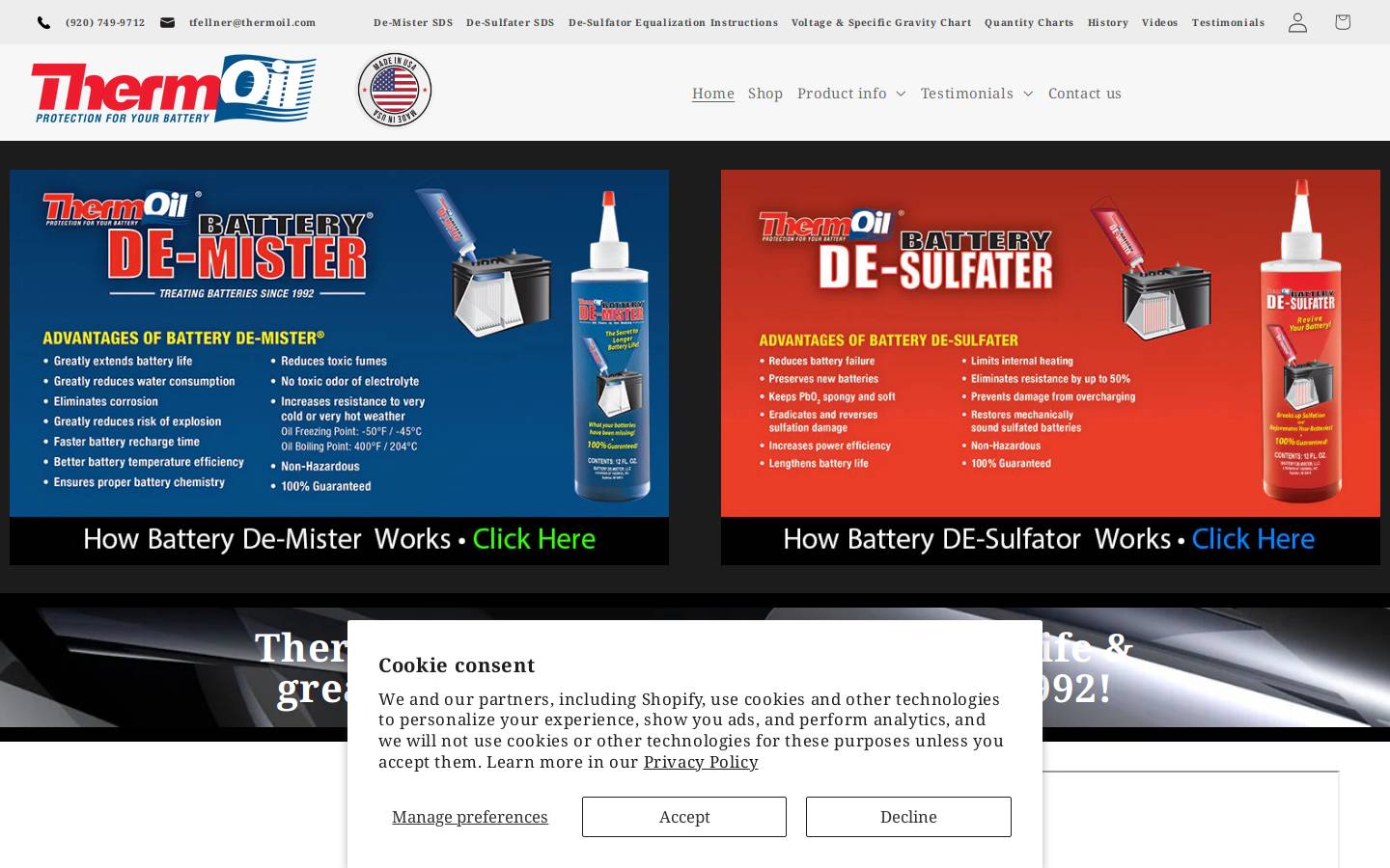 thermoil.com homepage screenshot