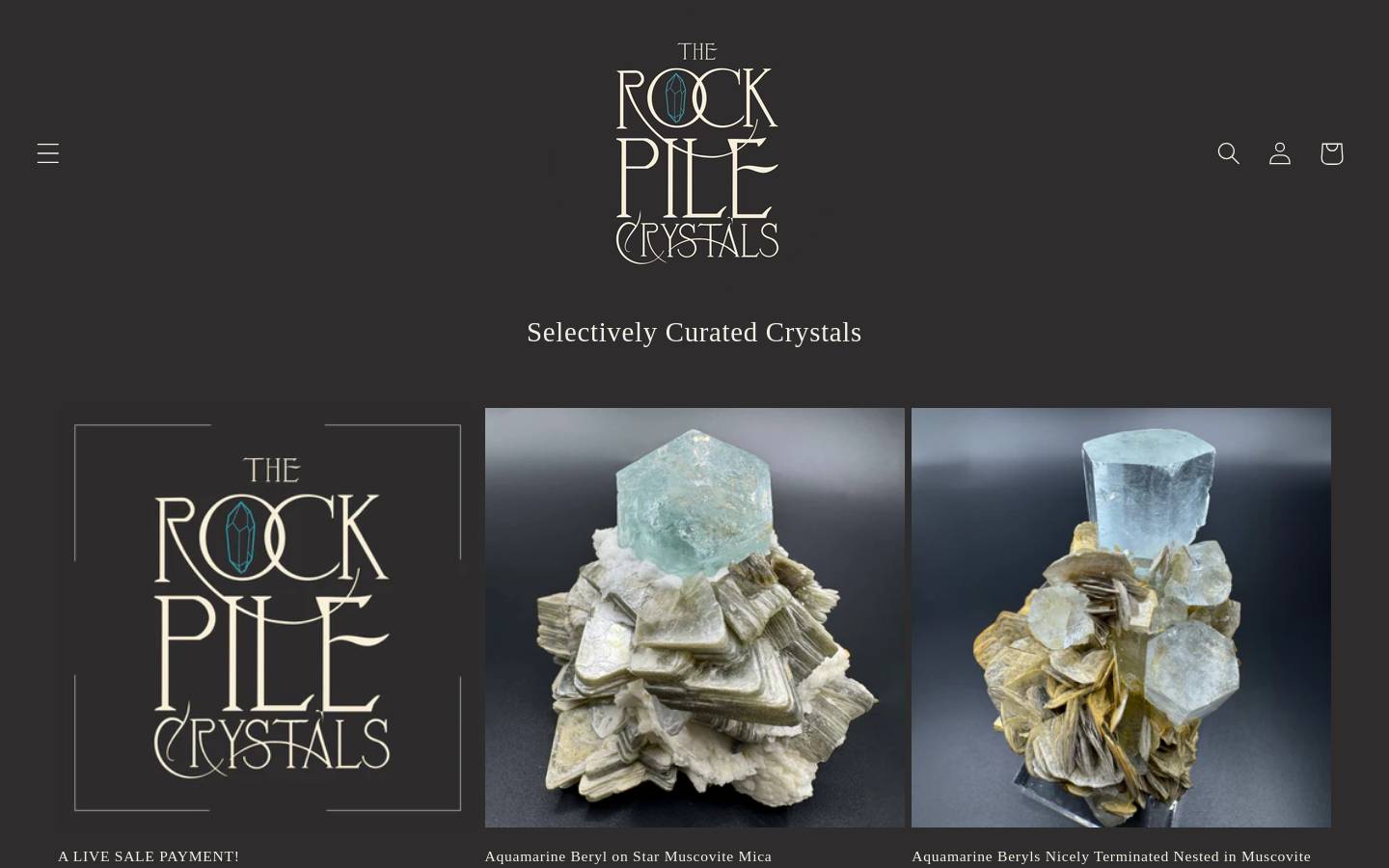 therockpilecrystals.com homepage screenshot