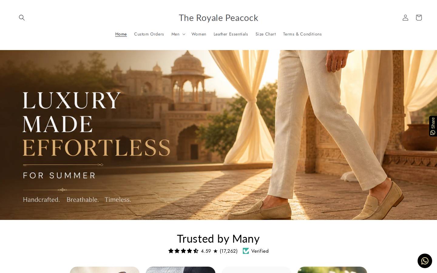 theroyalepeacock.com homepage screenshot