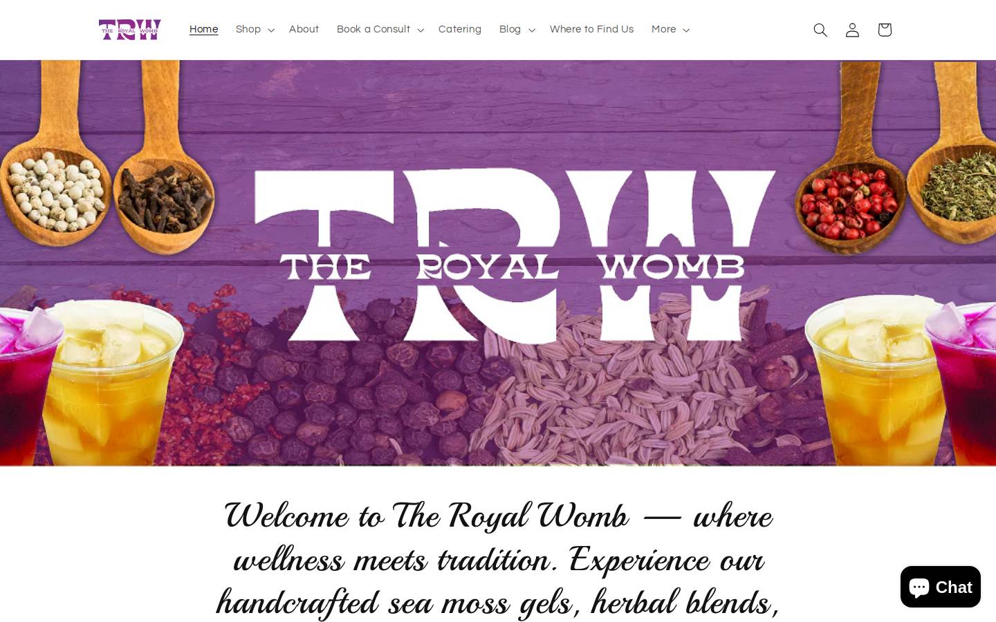theroyalwombwellness.com homepage screenshot