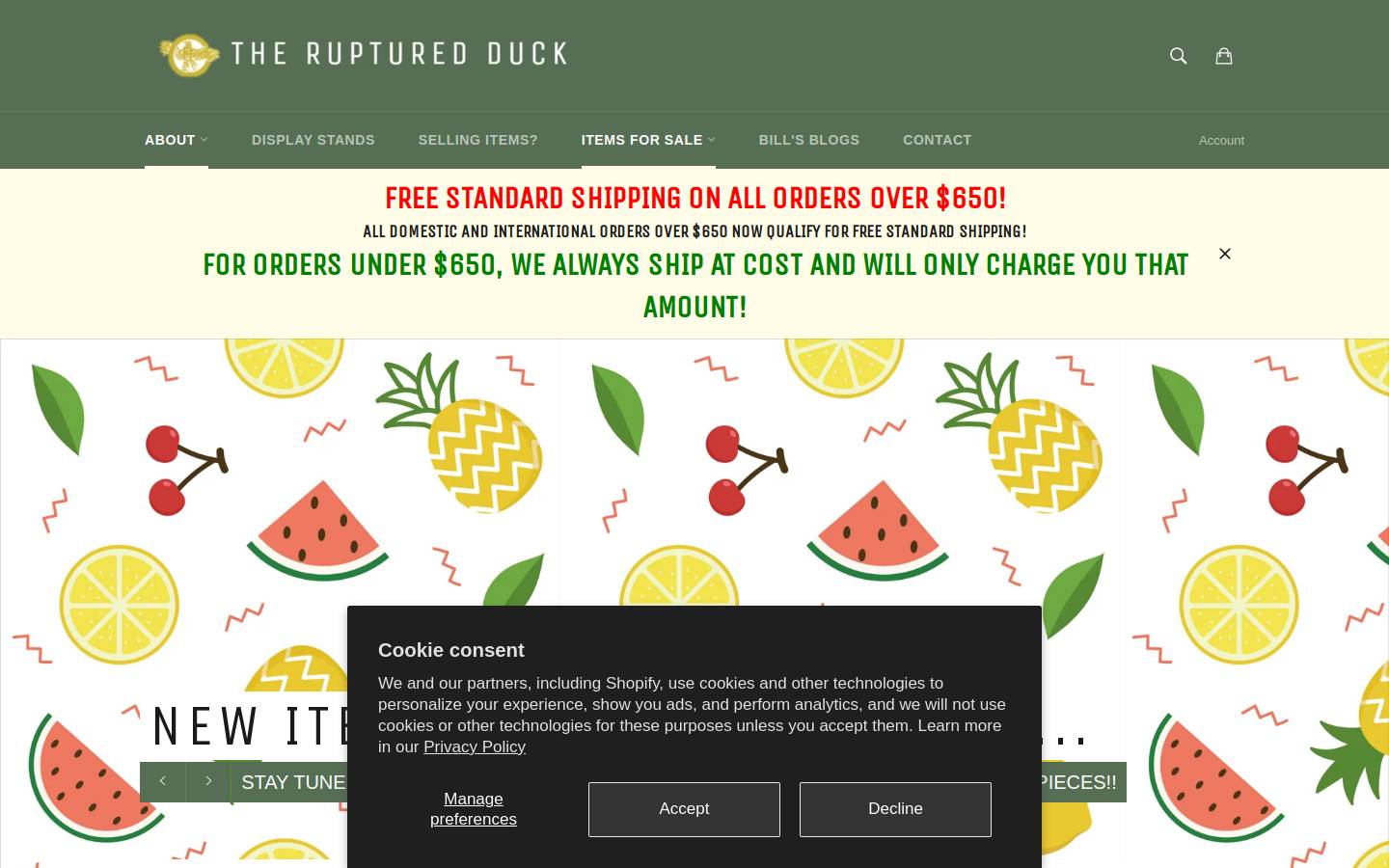 therupturedduck.com homepage screenshot