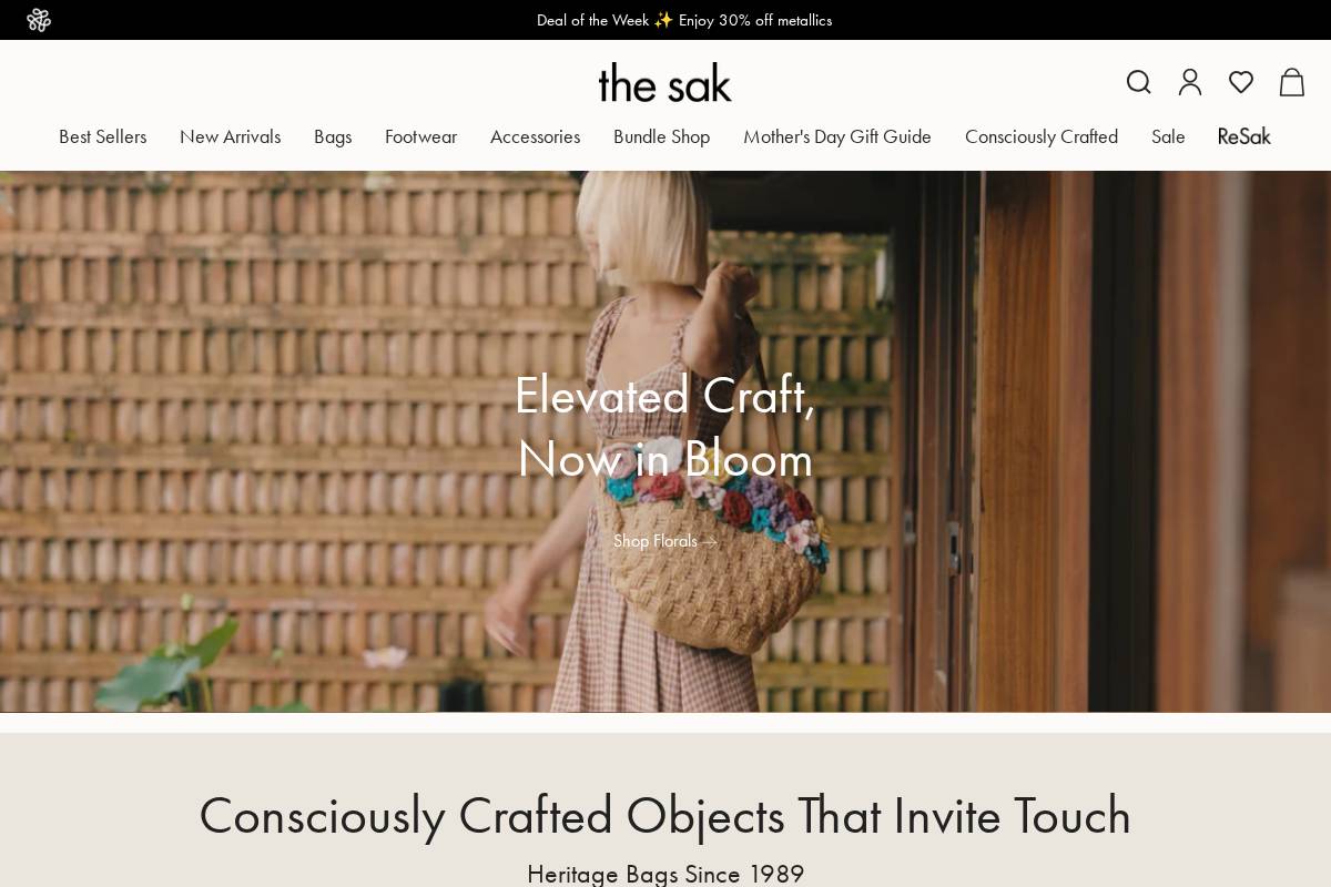 The Sak homepage screenshot