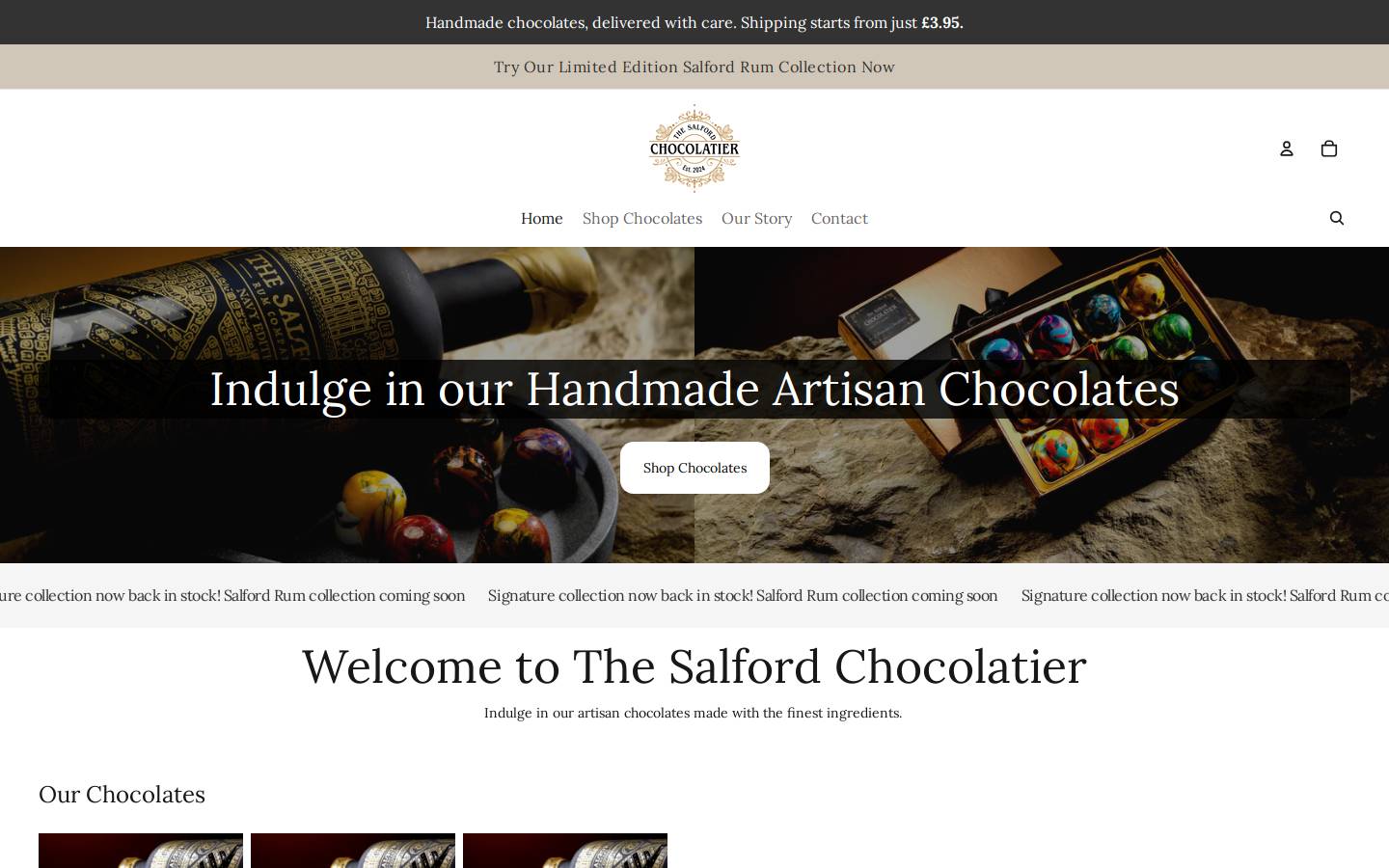 thesalfordchocolatier.com homepage screenshot