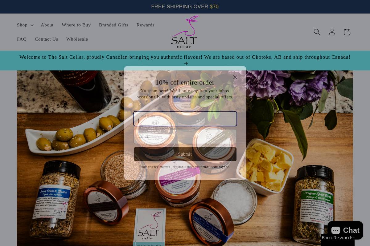 The Salt Cellar homepage screenshot